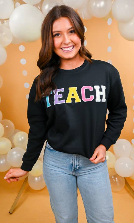 Soft Ideal Chenille Teach Sweatshirt: XL / Purple