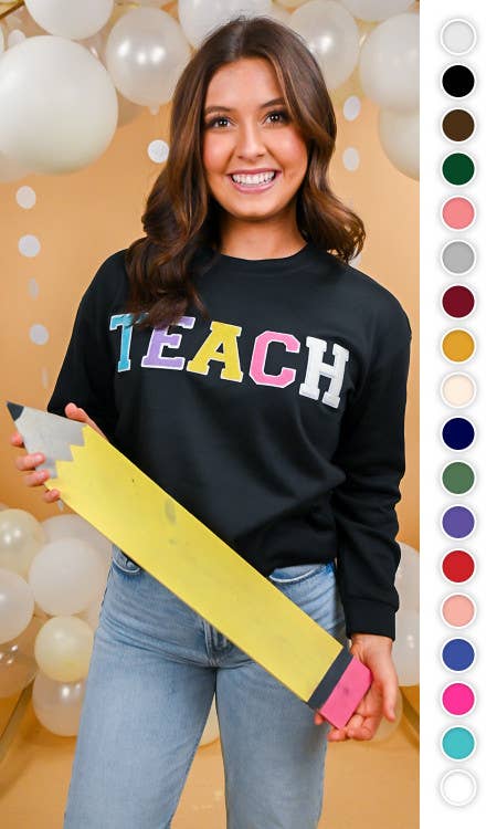 Soft Ideal Chenille Teach Sweatshirt: AS / Black